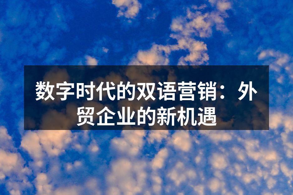 数字时代的双语营销：外贸企业的新机遇